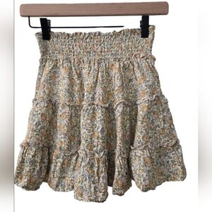 Floral Ruffle Mini Skirt
